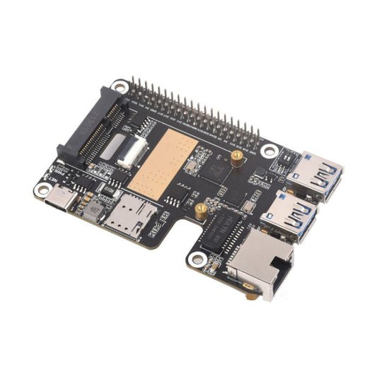 Waveshare For Raspberry Pi 5 PCIe to MiniPCIe / Gigabit Ethernet / USB 3.2 Gen1 HAT, Spec: EG25-G by Waveshare
