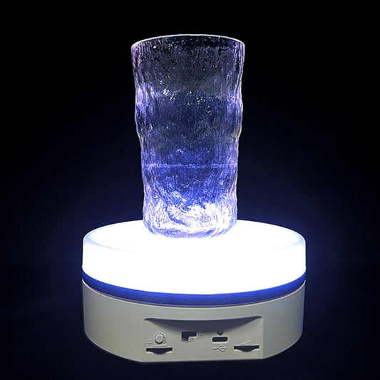 Intelligent Colourful Light Electric Speed Contro Round 360 Degree Rotating Plate Display Table, Color: White Plug-in - by buy2fix | Online Shopping UK | buy2fix