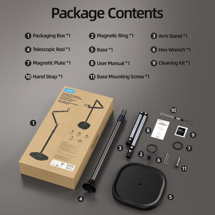 TELESIN P3-FS-01 Phone Video Live Streaming Magsafe Magnetic Mount(Floor) by TELESIN