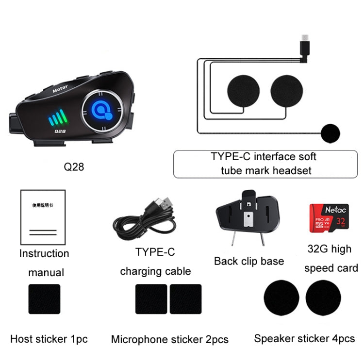 KUQIBAO Q28 Motorcycle Riding Helmet Bluetooth-compatible Headset Recorder(Soft Microphone) by KUQIBAO