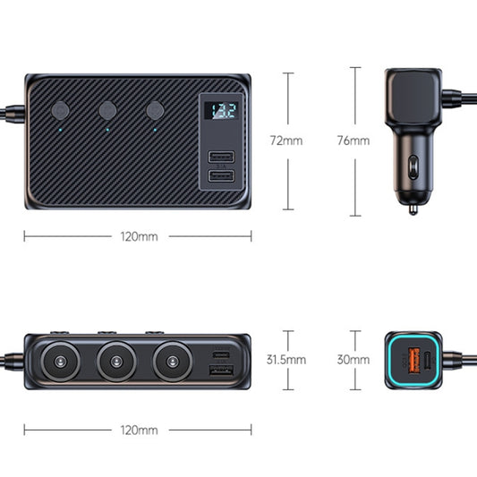 C29 9 In 1 Car Cigarette Lighter Powerful Fast Charger With Voltage Display by buy2fix
