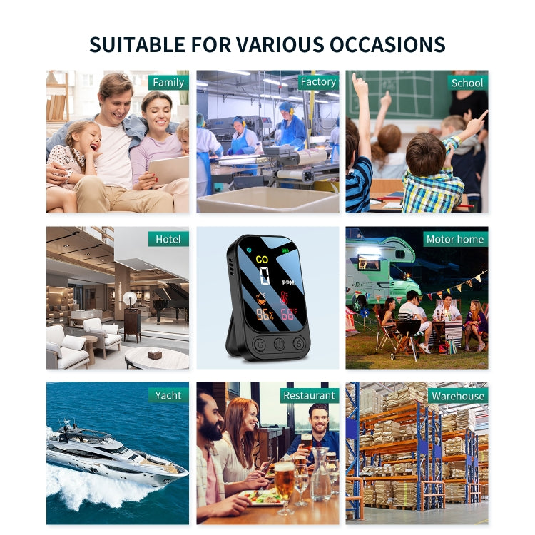 3 In 1 Multifunctional Portable Carbon Monoxide Detector(Black) by buy2fix