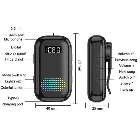 Multifunctional Clip-On Bluetooth Audio Receiver Plug In FM Radio - Audio Receiver Transmitter by buy2fix | Online Shopping UK | buy2fix