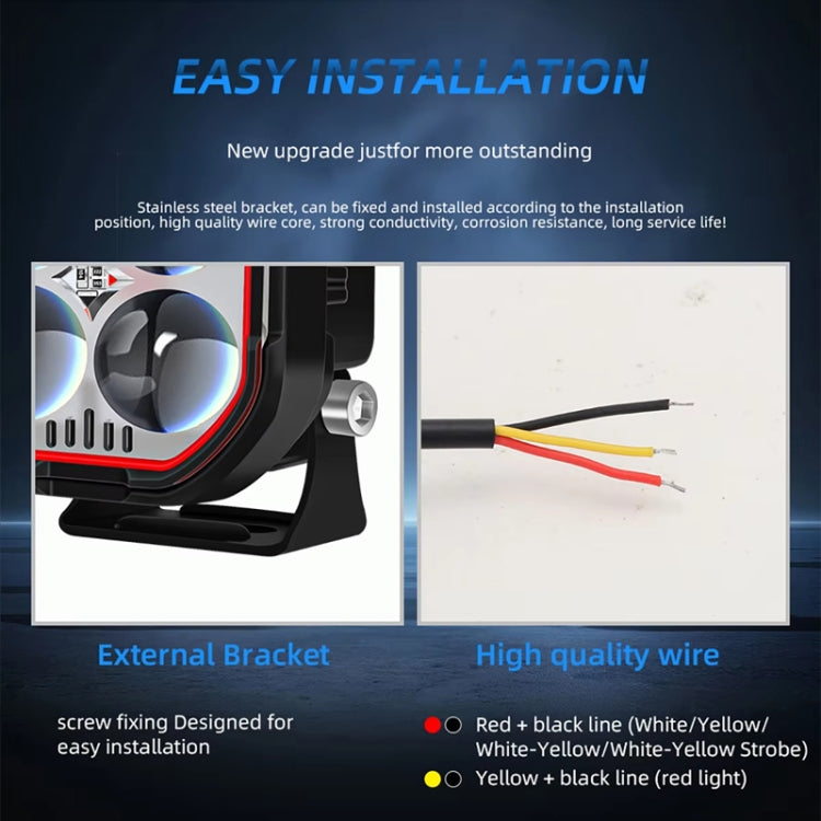 LED Motorcycle Spotlight With Red Devil Eye Spotlight High and Low Beam External Headlight by buy2fix