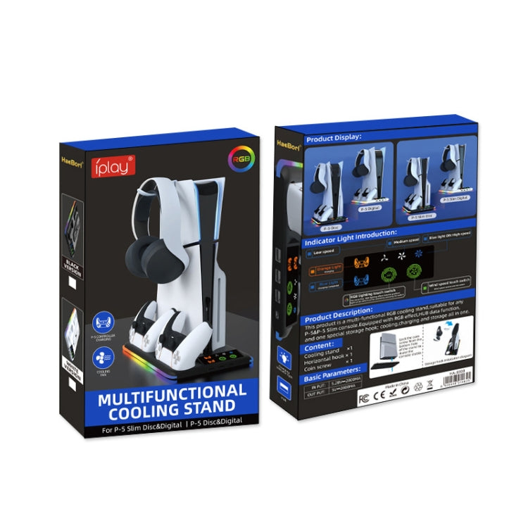 For PS5 Slim / PS5 iplay HA-8008 Cooling Bracket Headphone Organiser Grip Holder Charger(Black) - Holder by iplay | Online Shopping UK | buy2fix