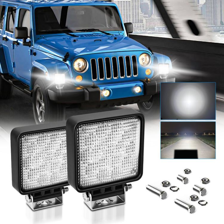 14W 9-30V 4 Inch Mixed Luminous Square Floodlight With Wire Set(X2) by buy2fix