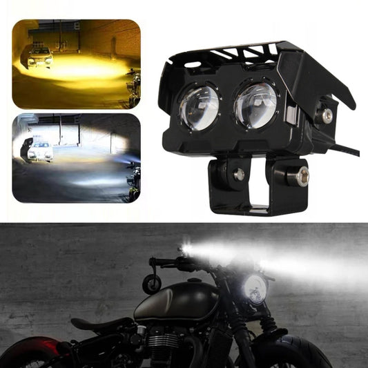 12W Motorcycle Spotlight High Bright Two Color Modified External Waterproof LED Lens Headlight(Flashing - 2 Wire) by buy2fix