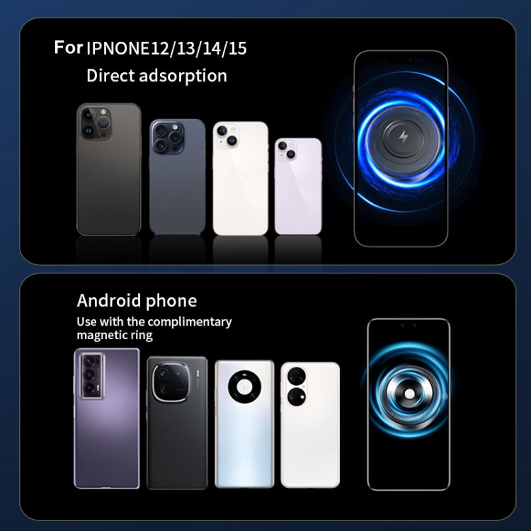 AIMITE M8 Car Wireless Charger Phone Holder Vacuum Suction Cup Strong Magnetic Support Bracket(Silver) by AIMITE