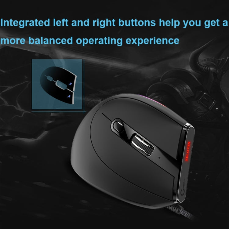 ZELOTES T50 9-Keys RGB Lighting Effect Vertical Grip Ergonomic Programming Wired Mouse(Black) by ZELOTES