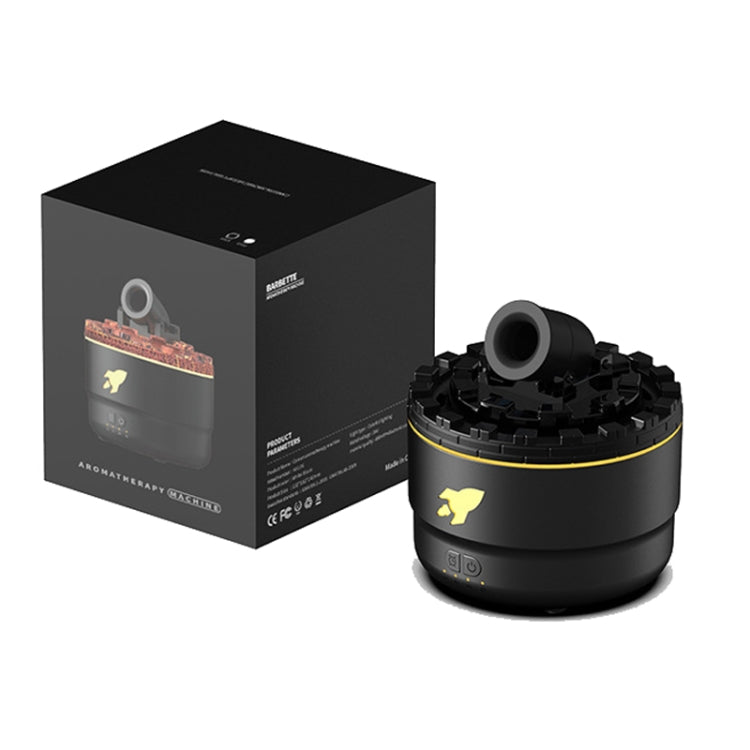 Turret Shape Aromatherapy Humidifier With 3-speed Timer 7-color Atmosphere Light USB Plug Black by buy2fix