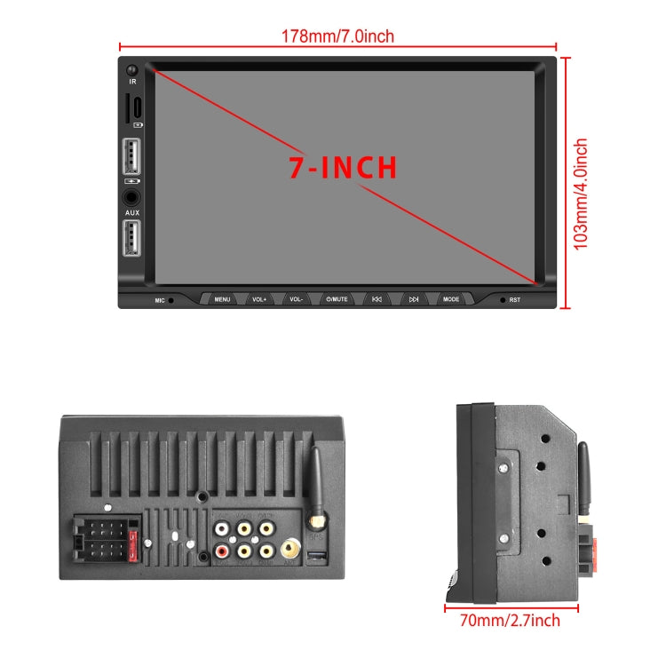 7-inch Double Din Car MP5 Player Support CarPlay/Android Auto/Mirror Link/Bluetooth With 4-light Camera by buy2fix