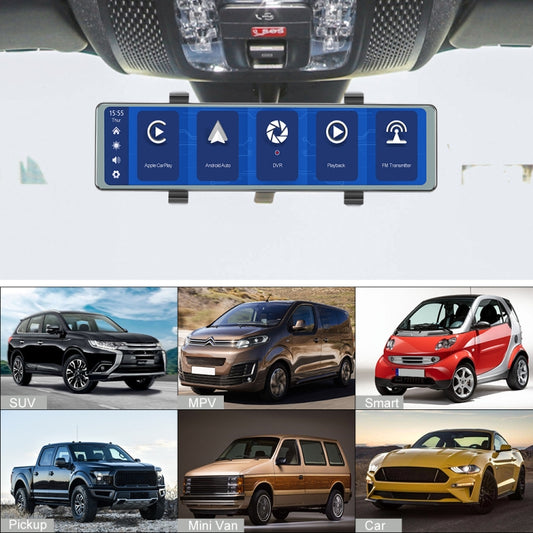 11.26 Inch 2-Split Streaming Media Rearview Mirror Front And Rear Dual Camera Recorder by buy2fix