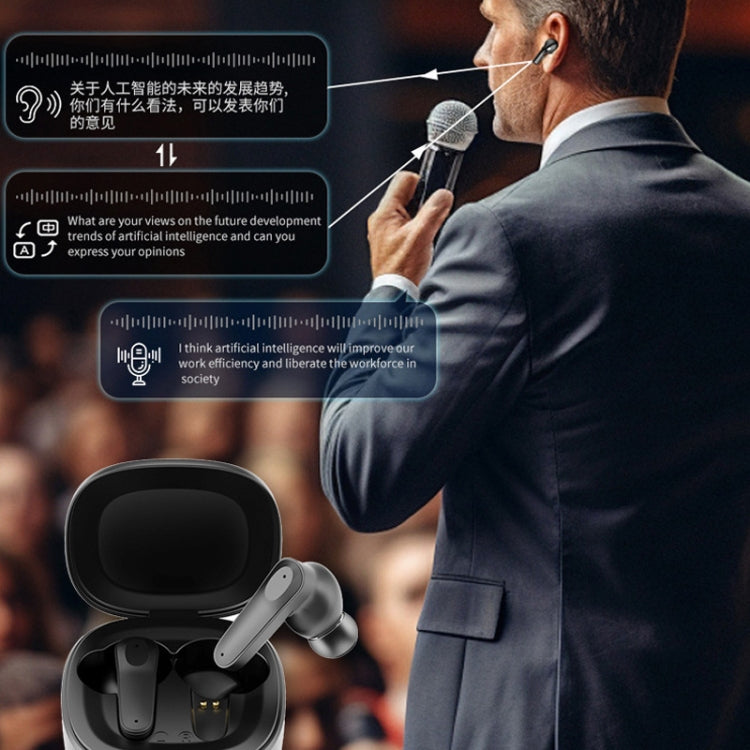 A98 AI Intelligent Translation Wireless Physical Noise Cancellation Bluetooth Earphones(Black) by buy2fix