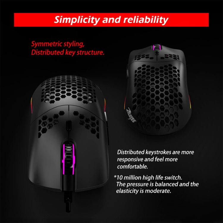ZELOTES C7 7-buttons RGB Lighting Hollow Computer Office Wired Mouse(Black) by ZELOTES