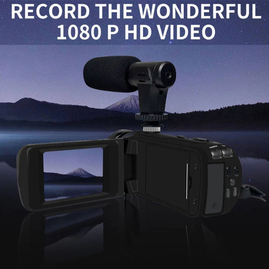 16MP 16X Digital Zoom Vlogging Camera Video Camcorder with 2.4 Inch Flip Screen, Spec: With Wide Angle & Mic US Plug by buy2fix