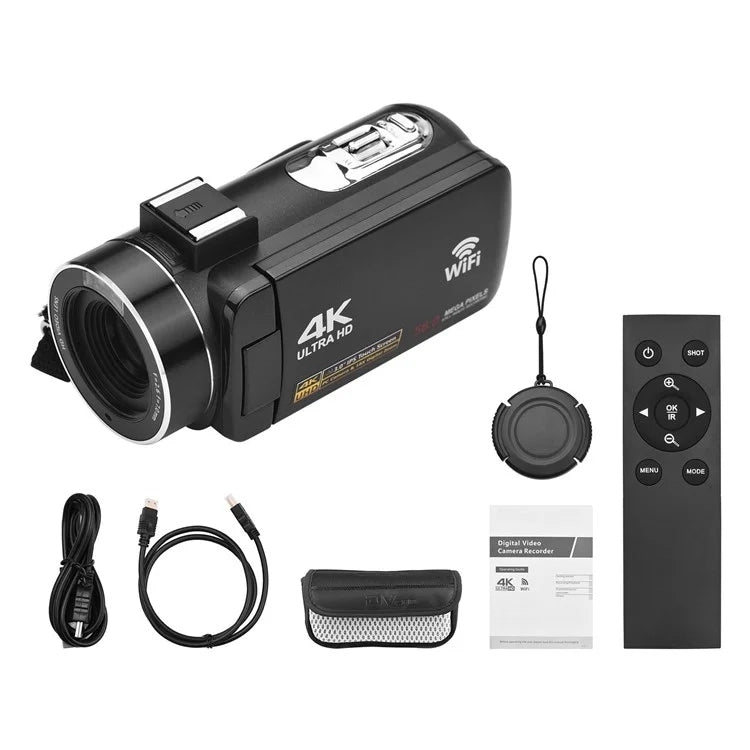 4K Digital Video Camera 3 Inch IPS Touch Screen 56MP 18X Digital Zoom WiFi Camcorder, Spec: Set 1 by buy2fix