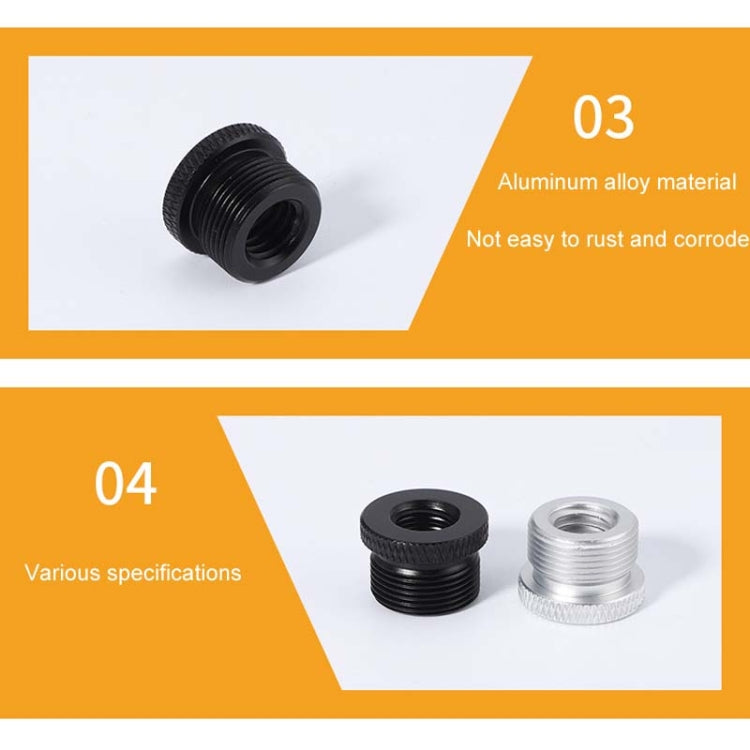 2pcs Metal 3/8 Female To 5/8-27 Male Adapter Screws Microphone Stands Conversion Photo Accessories(Black) - by buy2fix | Online Shopping UK | buy2fix