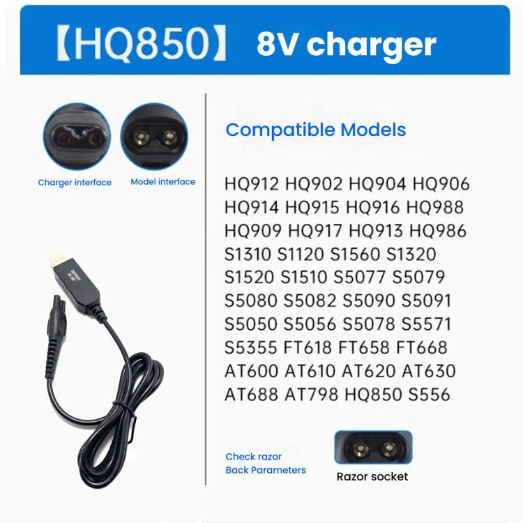 For Philips Shaver HQ850 8V USB Charging Cable Power Cord - Shavers Parts by buy2fix | Online Shopping UK | buy2fix