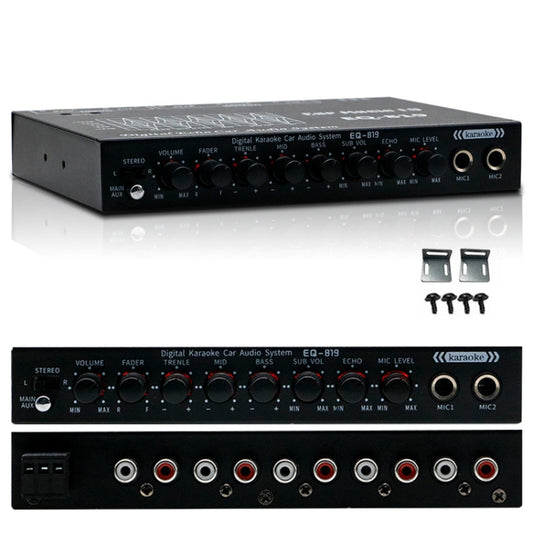 EQ-819 Car Audio Equalizer EQ Tuning Crossover Amplifier Supports Dual Microphone Input Reverberation Adjustment by buy2fix