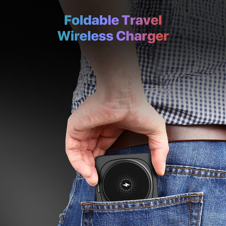 M9 3-In-1 Portable Magnetic Folding Wireless Charger Fast Charging Bracket(Black) - Wireless Charger by buy2fix | Online Shopping UK | buy2fix