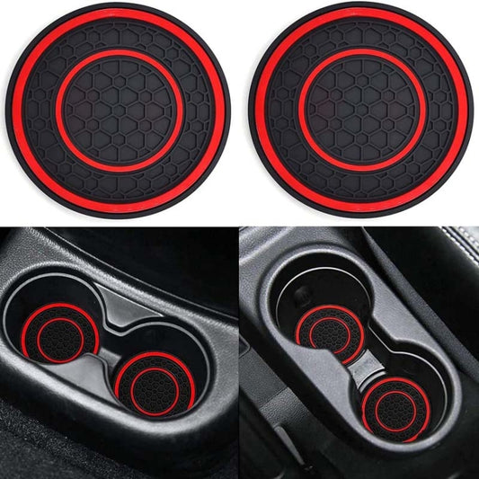 2pcs / Set Universal Car Center Control Anti-Slip Dustproof Coasters(Red Line) by buy2fix
