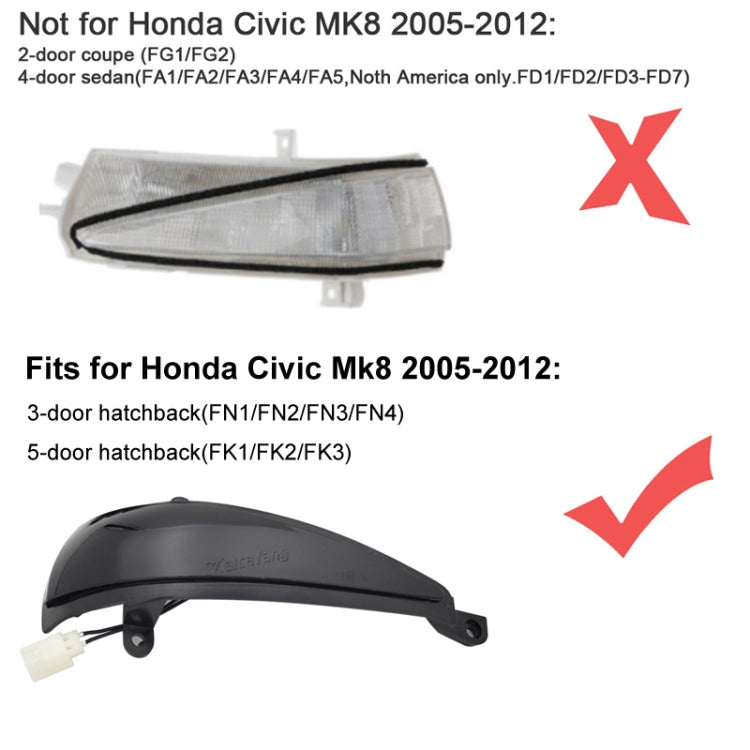 1pair For Honda Civic 8th Rearview Mirror Turn Signal Indicator Lights(Single Yellow Light Running) by buy2fix