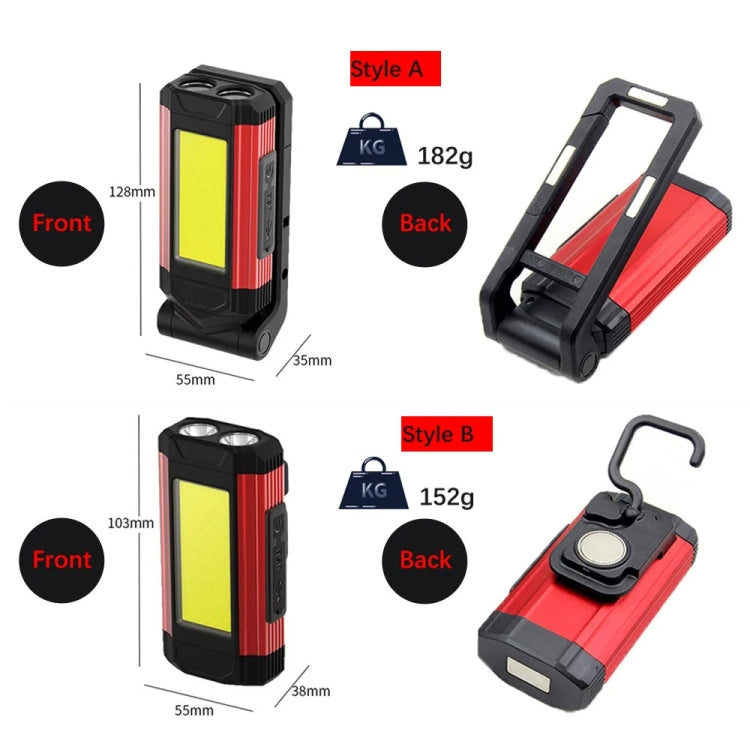 E-SMARTER K011 USB Rechargeable Repair Light With Magnet COB Strong Light Flashlight, Style: A Foldable Red by E-SMARTER
