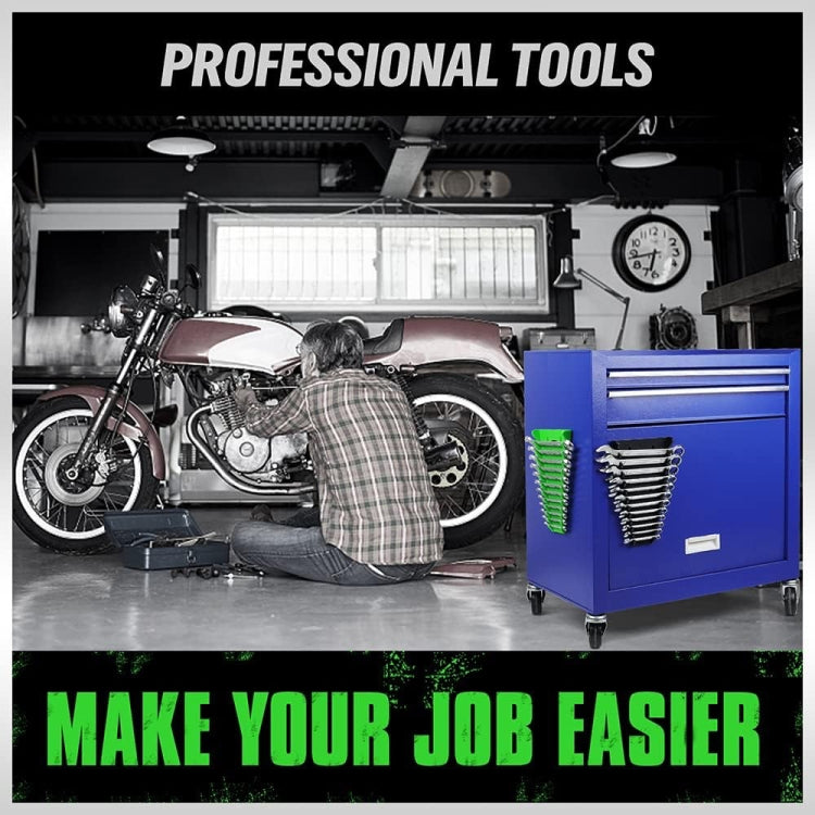 12-Slot Plastic Magnetic Removable Tray Wrench Storage Bracket(Black+Blue) by buy2fix