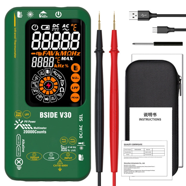 BSIDE V30 Intelligent Colorful Screen PV Multimeter Infrared Thermometer by BSIDE