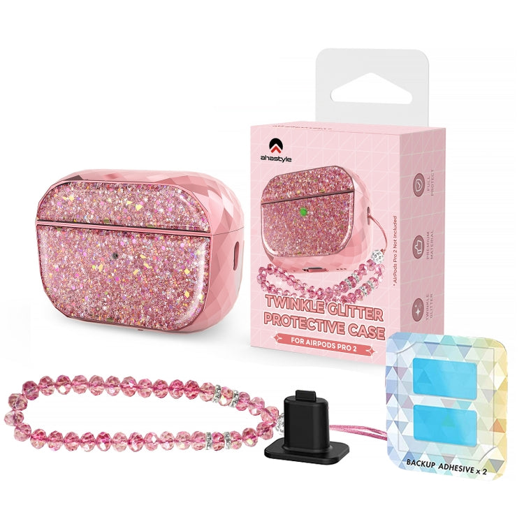 For AirPods Pro 2 AhaStyle PT119 Wireless Earphone Split Electroplated Protective Case(Pink) by AhaStyle