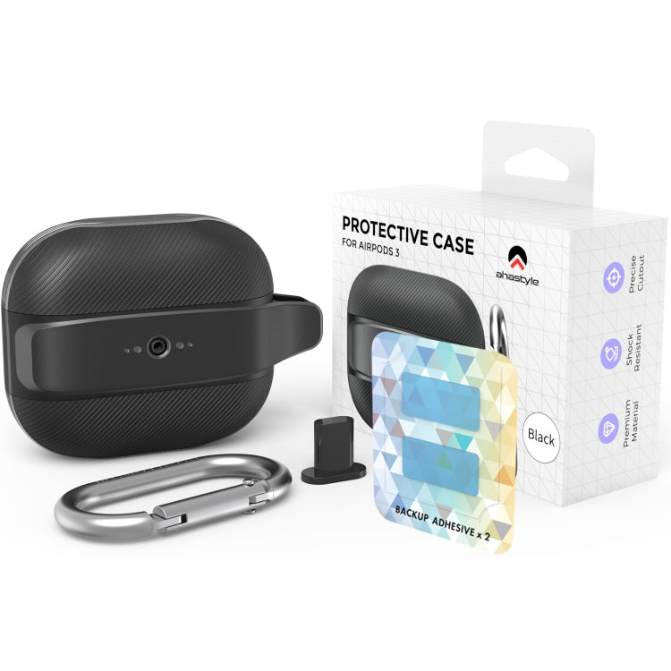 For AirPods 3 AhaStyle PT179 TPU+Silicone Split Protective Case(Black) by AhaStyle