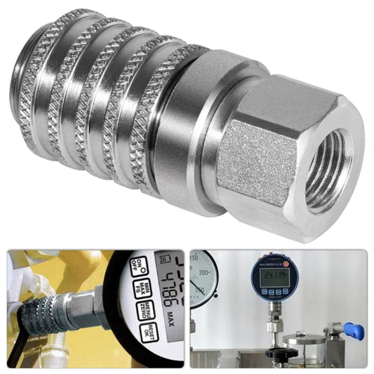 PD242 Series PD Steel Hydraulic Test Port And Diagnostic Equipment Quick Connect Coupler(Silver) by buy2fix