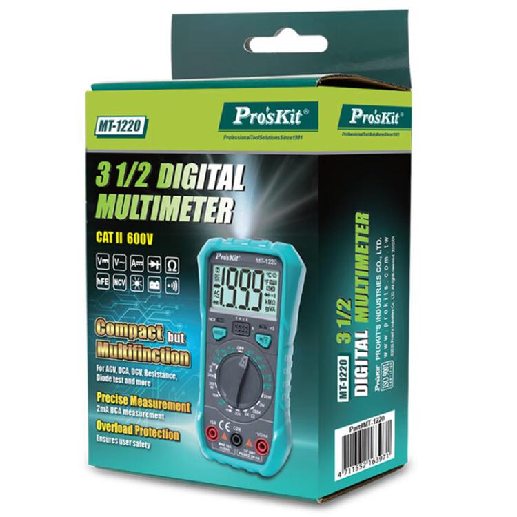 ProsKit MT-1220-C 3-1/2 Burn-Proof Digital Intelligent Multimeter - Current & Voltage Tester by ProsKit | Online Shopping UK | buy2fix