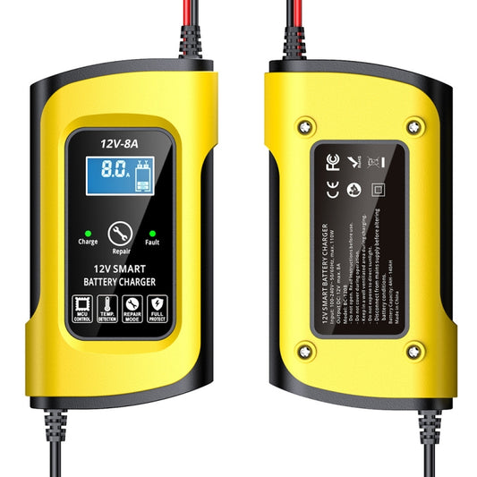 FOXSUR 12V8A SUV Car Motorcycle Intelligent Repair Type Lead-acid Battery Charger(EU Plug) by FOXSUR