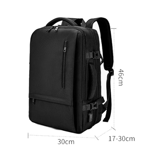 SKV BLB2006 Men Business Travel Double Shoulder Bag Large Capacity Casual Laptop Backpack(Black) - Backpack by SKV | Online Shopping UK | buy2fix