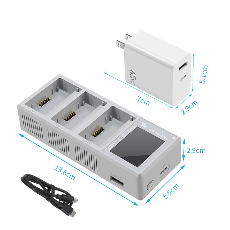 For DJI Mini 4 Pro / Mini 3 Pro / Mini 3 YX Color Screen 3-Way Charger Battery Manager Without Plug - Other by YX | Online Shopping UK | buy2fix
