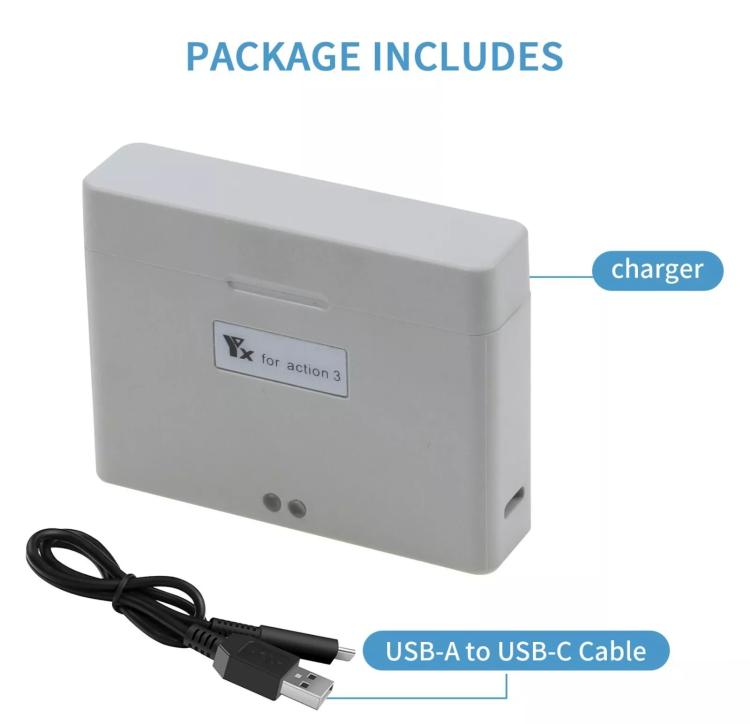 For DJI Action 3 / Action 4 Camera YX 2-Way Charger Battery Manager(Gray) - Cable & Charger by YX | Online Shopping UK | buy2fix
