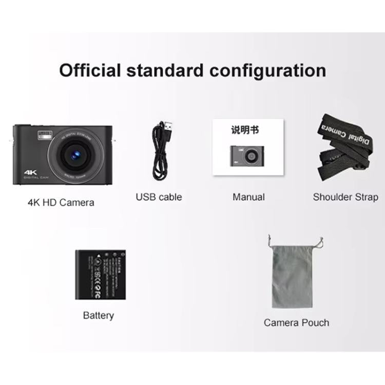 4K HD Touch Screen Digital Micro SLR Camera MP3 DSLR Camcorder 64MP Anti-Shake Vlogging Video Camera(White) - Video Cameras by buy2fix | Online Shopping UK | buy2fix