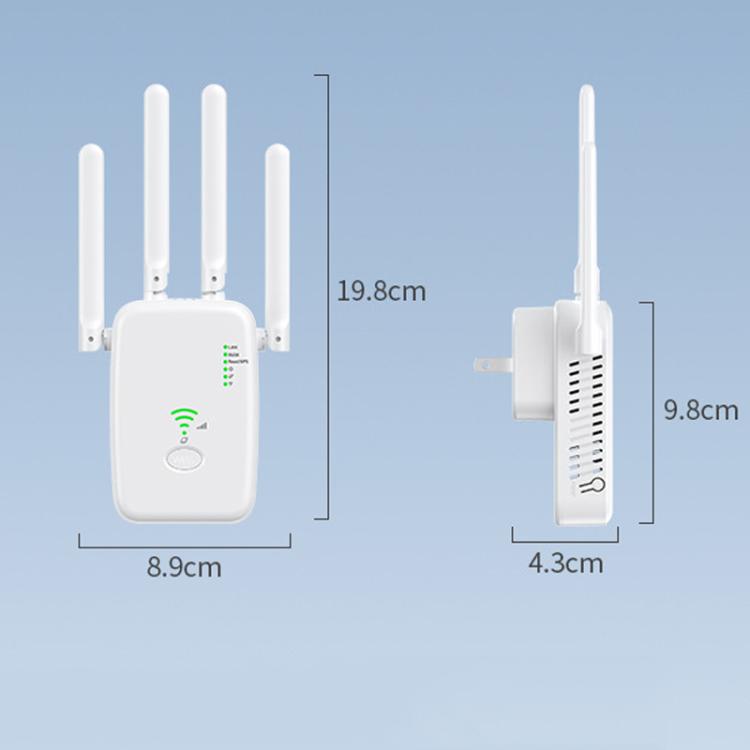Urant U11 1200Mbps 2.4G&5.8G Wireless Repeater WiFi Signal Amplifier Support WPS Quick Setting US Plug Black - Broadband Amplifiers by Urant | Online Shopping UK | buy2fix