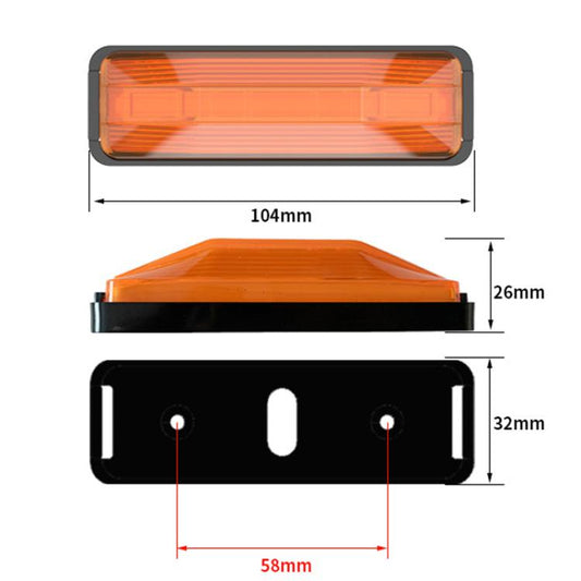 2pcs 28LED Bi-Color High Brake Tail Lights Turn Signal Lights For Sweeper / RV / Van / Truck Modification(White Shell Red+Yellow Light) by buy2fix