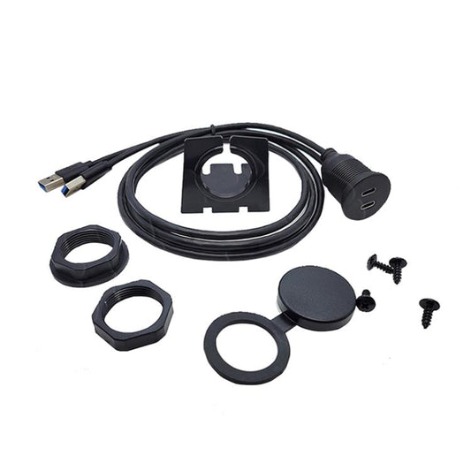 1m Dual Type-C 3.0 Female To USB A Male Car Waterproof Cable Modified Panel Extension Cord by buy2fix