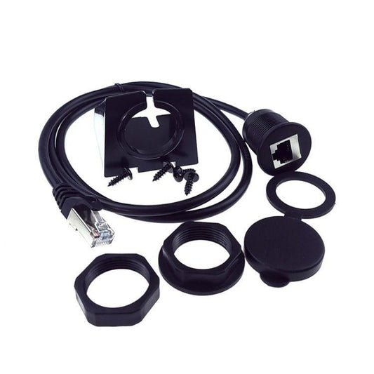 1m RJ45 CAT5e Ultra Category 5 Cable Round Single Port Male To Female Car Waterproof Cable by buy2fix