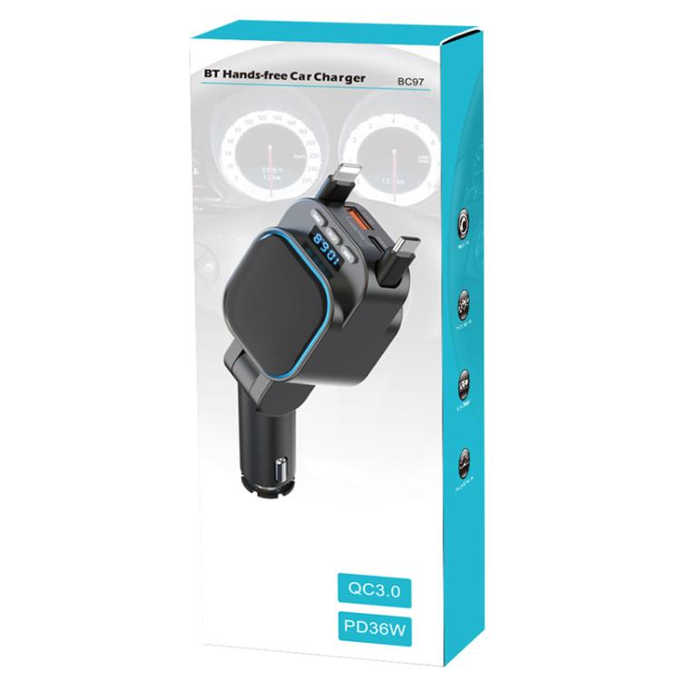 BC97 Dual Retractable Cable Car Charger Automobile Bluetooth MP3 Player by buy2fix
