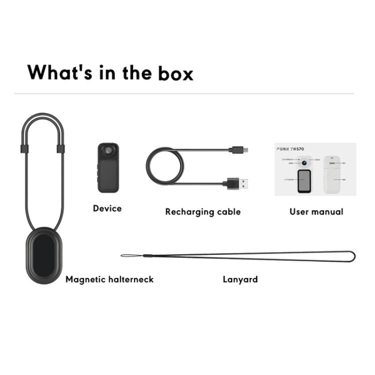 Anytek S70 Magnetic Thumb Sports Camera HD Outdoor Portable Riding Camera(White) - Video Cameras by Anytek | Online Shopping UK | buy2fix