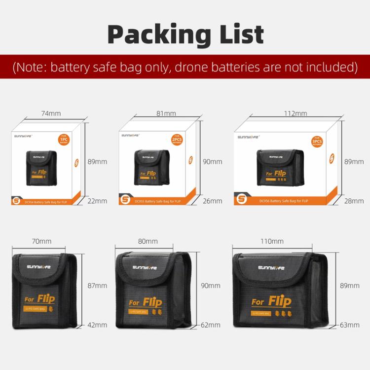 For DJI Flip Sunnylife Battery Explosion Proof Bag Li-ion Safety Storage Bag Flame Retardant Protective Bag Small (For 1 Battery) - Other by Sunnylife | Online Shopping UK | buy2fix