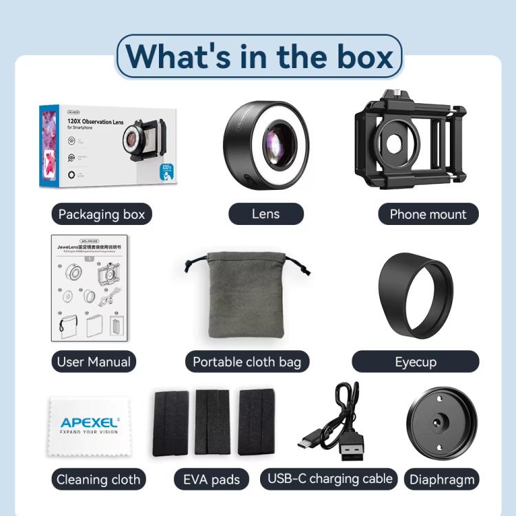 APEXEL APL-MS120 Handheld Identification Repair Quality Inspection Jewelry HD Magnification Mobile Microscope - Telescope & Microscope by APEXEL | Online Shopping UK | buy2fix