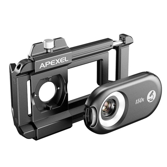 APEXEL APL-MS150 150X Portable Microscope Cell Phone Lens With LED/ UV Lights Built-in CPL Filter - Telescope & Microscope by APEXEL | Online Shopping UK | buy2fix