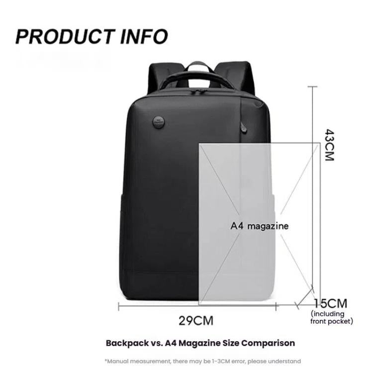 WEPOEWR Men 14-inch Laptop Backpack Waterproof Large Capacity Business Commuter backpack(Gray) - Backpack by WEPOEWR | Online Shopping UK | buy2fix