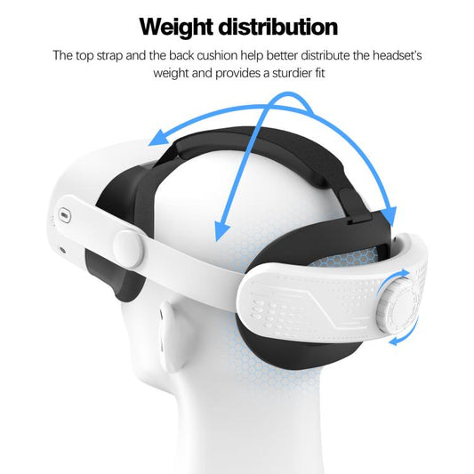For Meta Quest 3S VR Headset Elite Head Strap Adjustable Comfort Decompression Headband(Gray White) - VR Accessories by buy2fix | Online Shopping UK | buy2fix