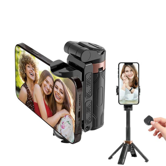 Pocket Mini Selfie Stick 3 In 1 Extendable Grip Phone Tripod With Bluetooth Remote Control(Black) - Stand by buy2fix | Online Shopping UK | buy2fix